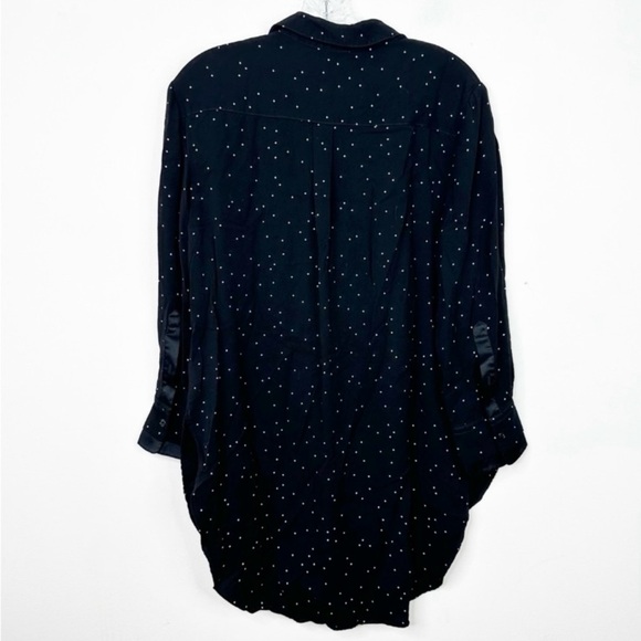 RAG & BONE | 1/2 Button Ari Blouse Top in Black & White Cross Print Sz. Large - Picture 3 of 3